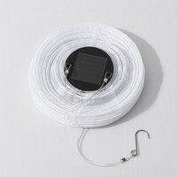 Solcellslykta Pyra – solcellsdriven hängande lampa av vitt nylon