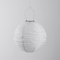 Solcellslykta Kalor – solcellsdriven hängande lampa av vitt nylon Ø30 cm