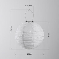 Solcellslykta Kalor – solcellsdriven hängande lampa av vitt nylon Ø30 cm