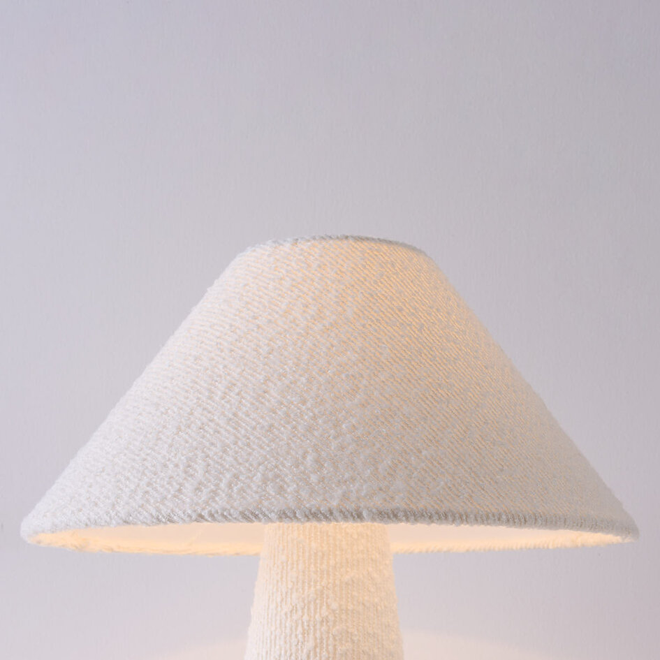 Bordslampa Tisch med skärm i linnebouclé - vit