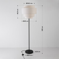 Golvlampa Zhuo med linneskärm - svart