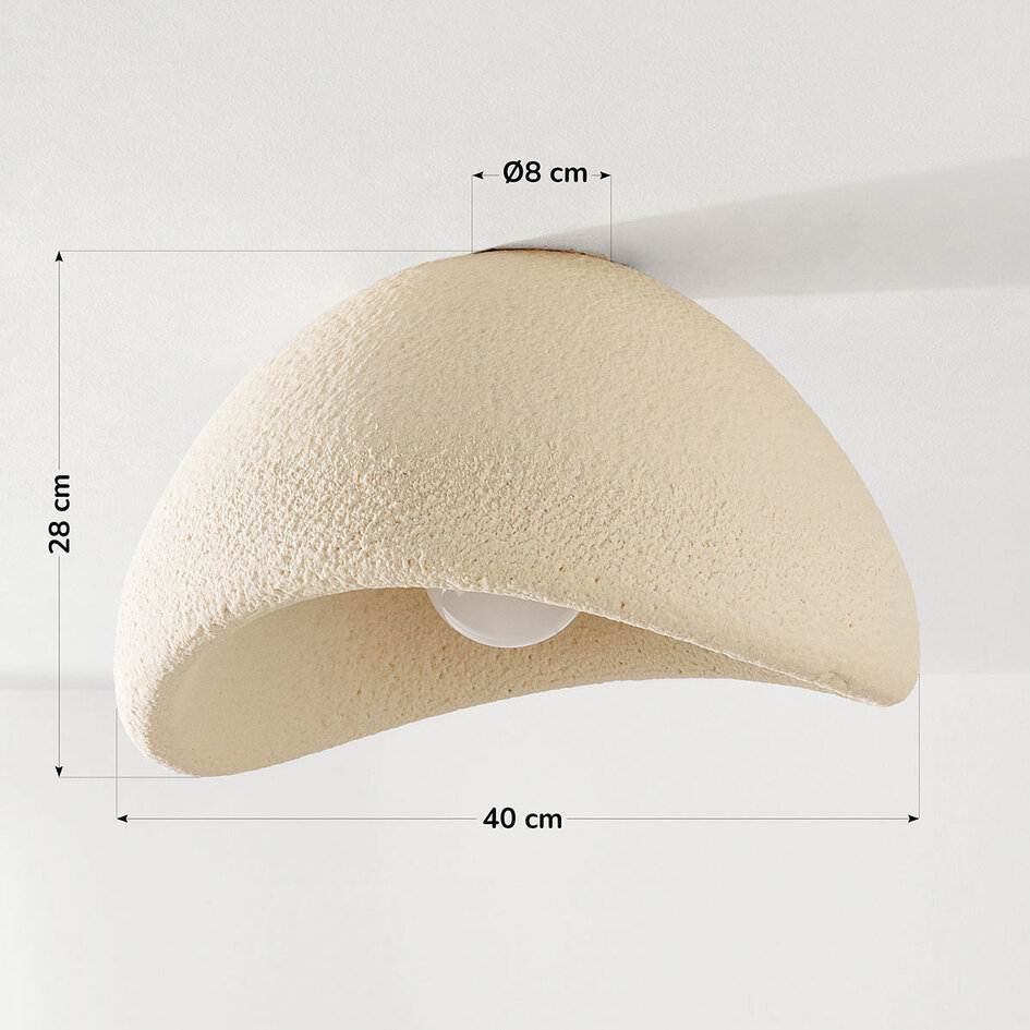 Wabi sabi-taklampa Concrete Aura 40 x 28 cm i sandbeige