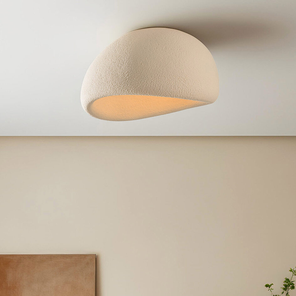 Wabi sabi-taklampa Stone Craft med steneffekt 48 x 38 cm - sandbeige