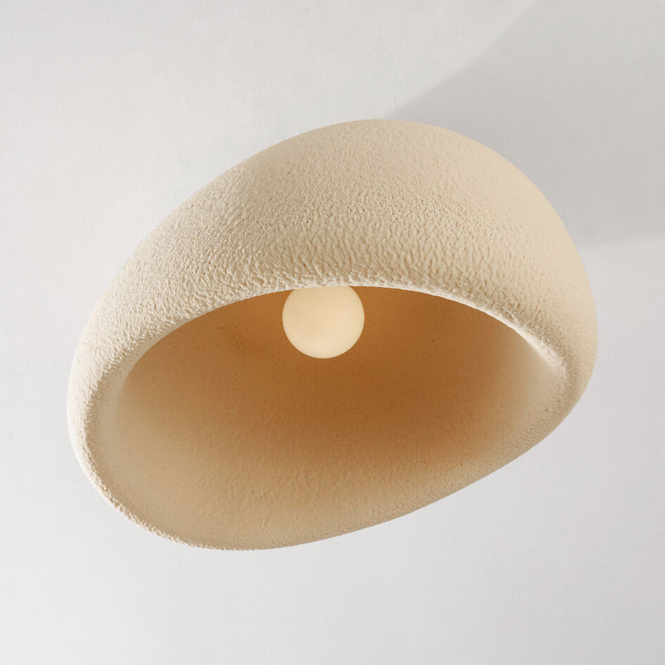 Wabi sabi-taklampa Stone Craft med steneffekt 48 x 38 cm - sandbeige
