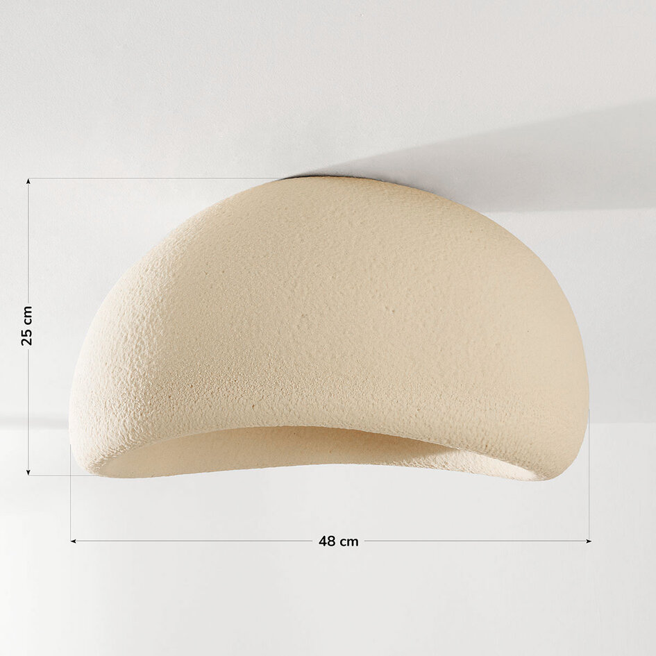 Wabi sabi-taklampa Stone Craft med steneffekt 48 x 38 cm - sandbeige