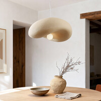 Wabi sabi-pendellampa Kawa med sandbeige steneffekt - 60 x 55 cm