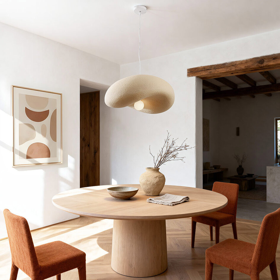 Wabi sabi-pendellampa Kawa med sandbeige steneffekt - 60 x 55 cm