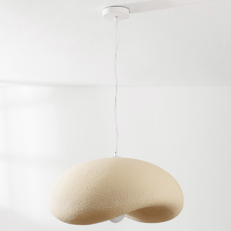 Wabi sabi-pendellampa Kawa med sandbeige steneffekt - 60 x 55 cm