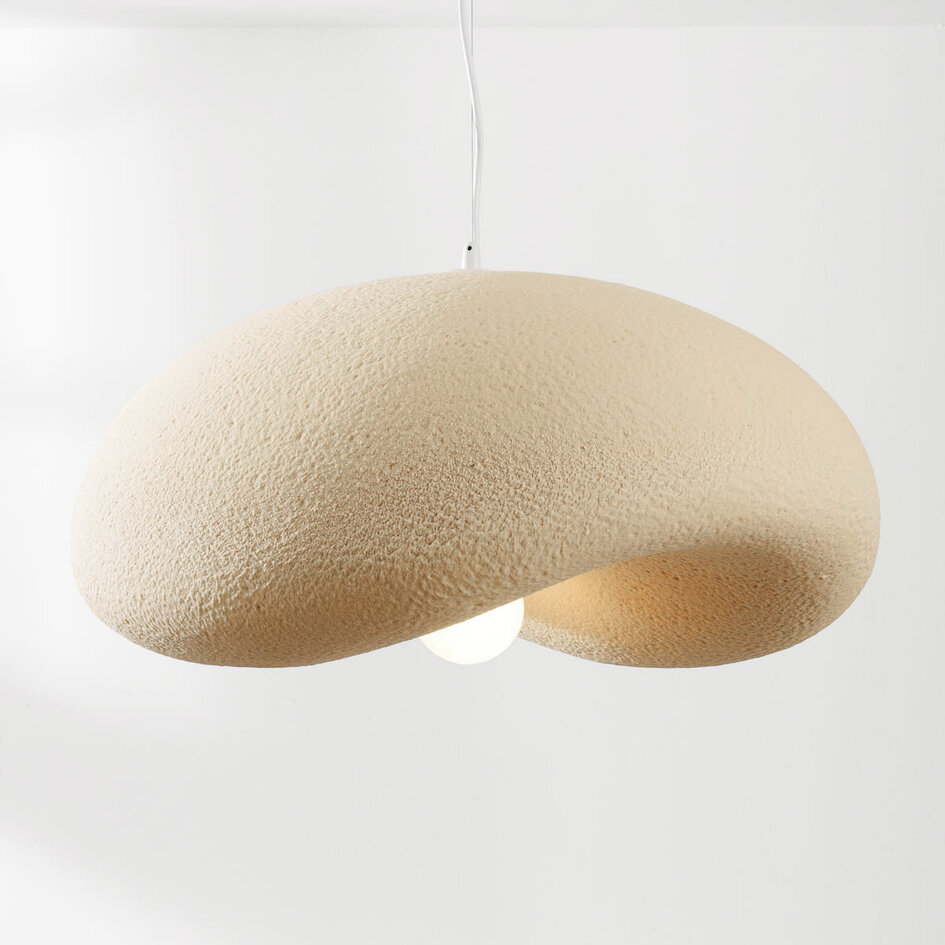 Wabi sabi-pendellampa Kawa med sandbeige steneffekt - 60 x 55 cm