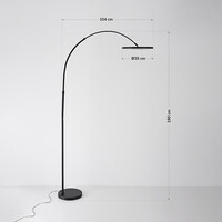 Båglampa Talto i mattsvart med integrerad LED och touchdimmer