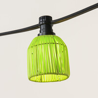 Grön lampslingeskärm med rottinglook