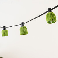 Grön lampslingeskärm med rottinglook