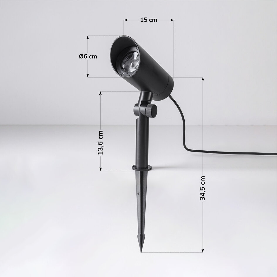 Set om 6 moderna, vinkelbara trädgårdsspotlights med fjärrkontroll – svart med dimbar LED