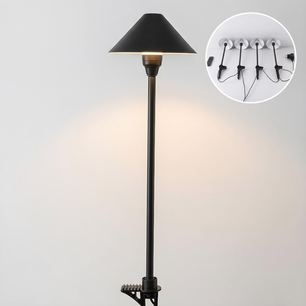 Set med 4 kompakta utomhuslampor med fjärrkontroll – svart med dimbara LED-lampor