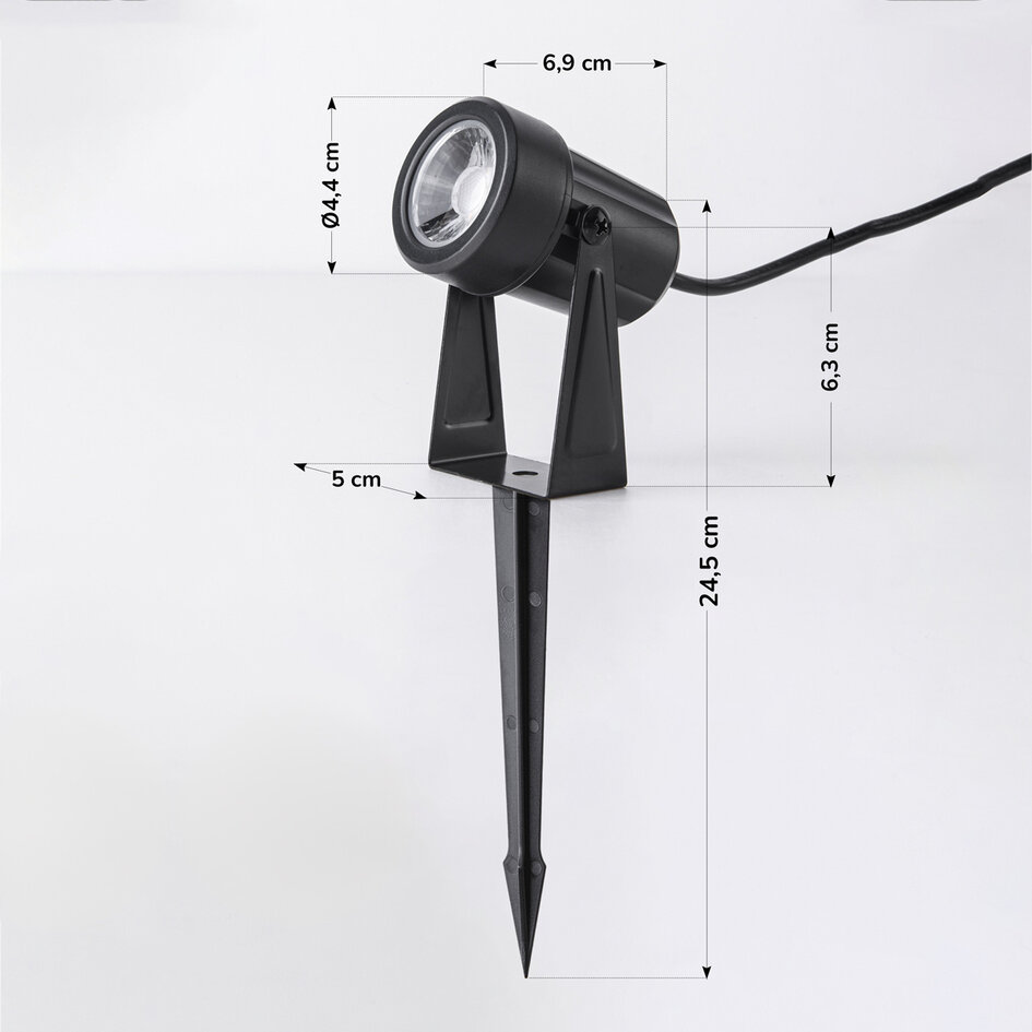 Set om 4 svarta trädgårdsspotlights med fjärrkontroll - vinkelbar och dimbar