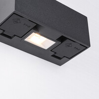 Utomhusvägglampa Fora med integrerad LED och 2 eluttag - svart