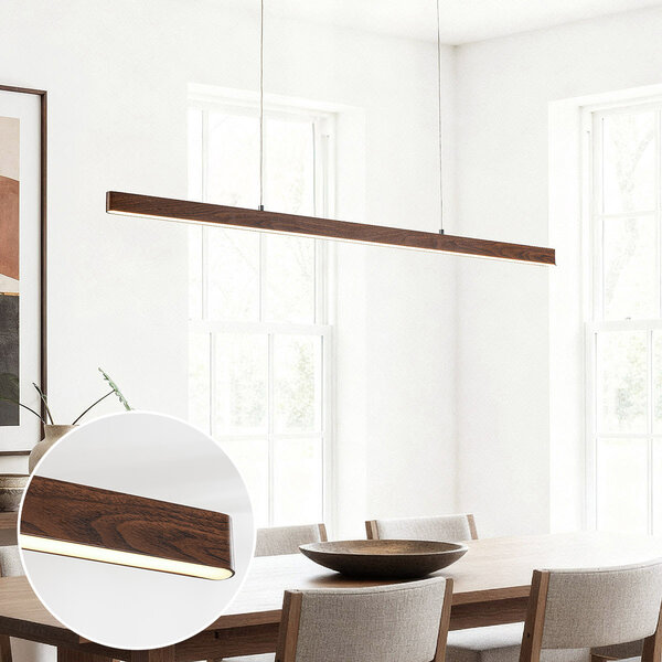 3-stegs dimbar taklampa Elan i mörk trälook med integrerad LED