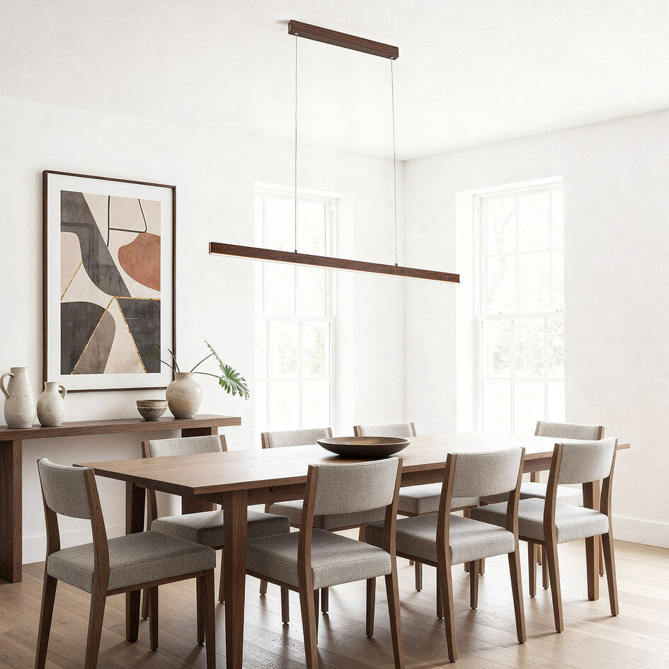 3-stegs dimbar taklampa Elan i mörk trälook med integrerad LED