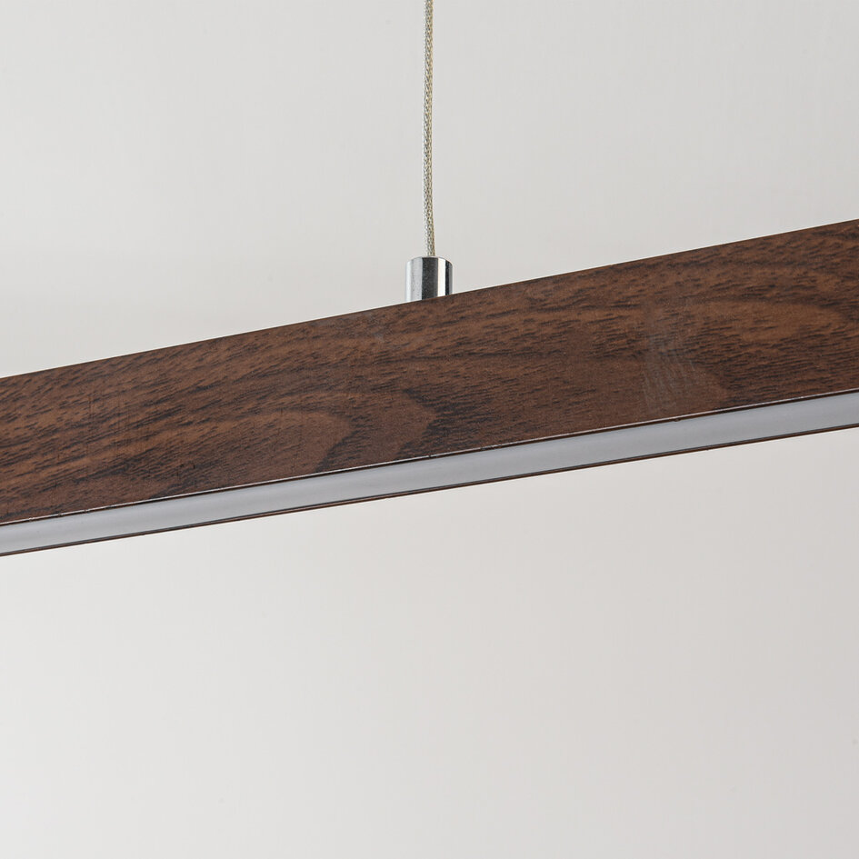 3-stegs dimbar taklampa Elan i mörk trälook med integrerad LED