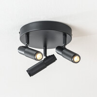 Industriell taklampa Axis med 3 vridbara spotlights i svart
