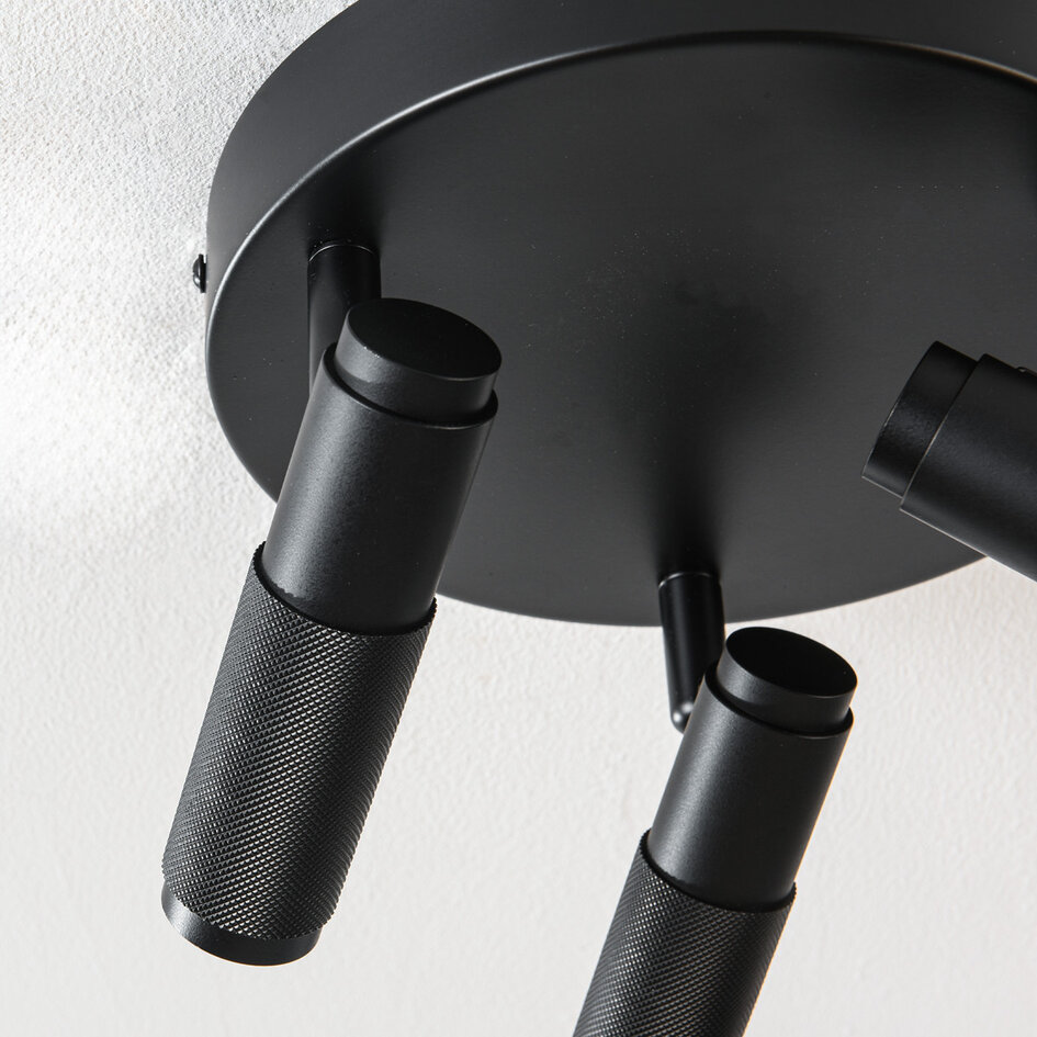 Industriell taklampa Axis med 3 vridbara spotlights i svart