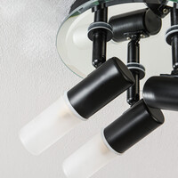 Taklampa Trion med 3 vridbara spotlights i svart med diffusorer i matt glas