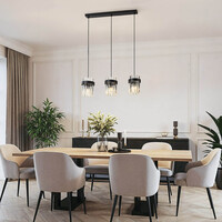 Modern pendellampa Elvira med tre lampor och lyxigt klart glas