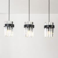 Modern pendellampa Elvira med tre lampor och lyxigt klart glas