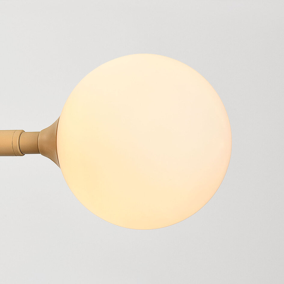 Pendellampa Aster med sex lampor - beige med mjölkvitt glas