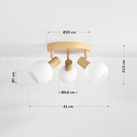 3-ljus taklampa Orlando - beige med mjölkvitt glas