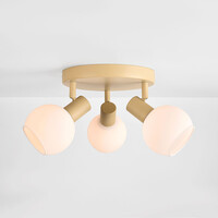 3-ljus taklampa Orlando - beige med mjölkvitt glas