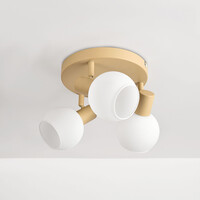 3-ljus taklampa Orlando - beige med mjölkvitt glas