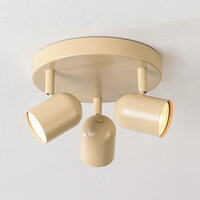 3-ljus beige taklampa med justerbara spotlights - Caro