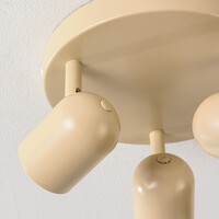 Taklampa Caro med tre lampor i beige med justerbara spotlights