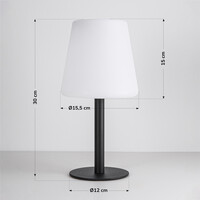 Solcellsdriven bordslampa Lucen med metallfot - Utrustad med integrerad LED