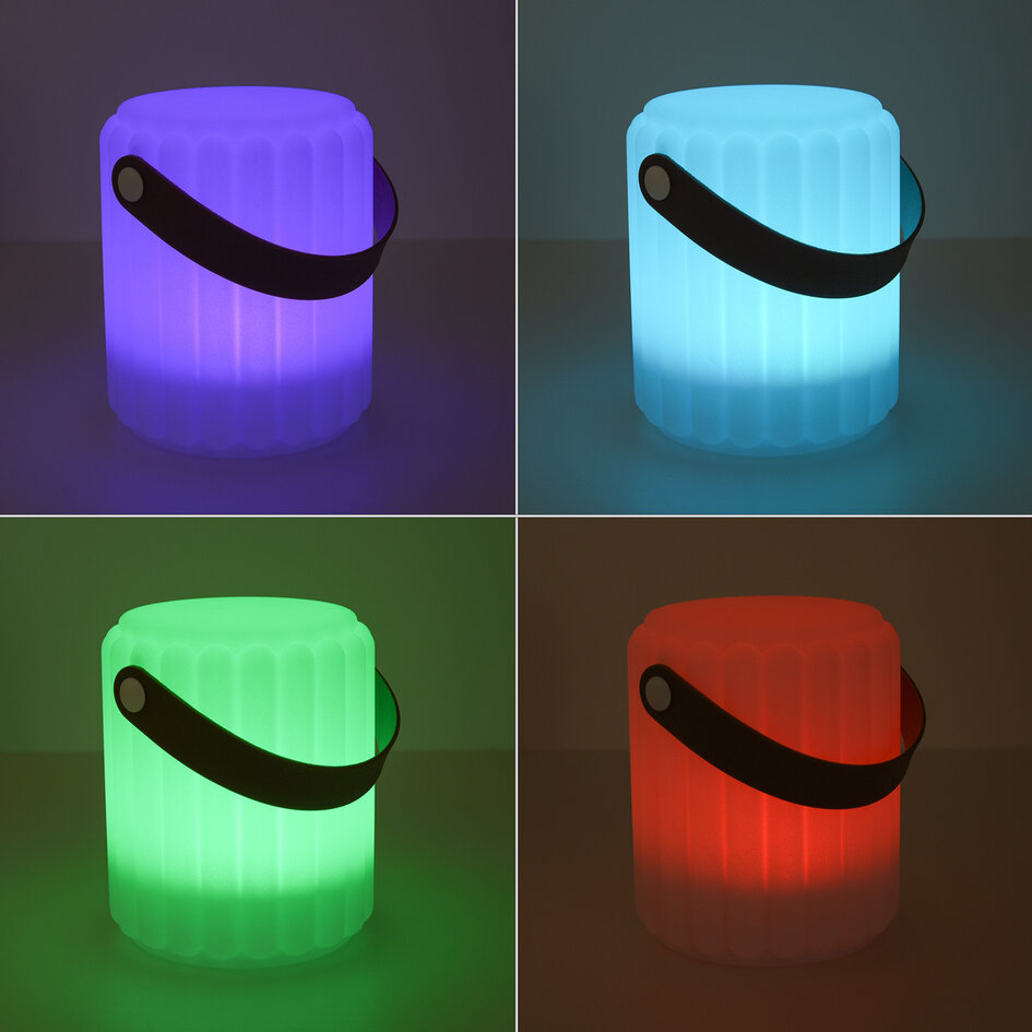 Bärbar solcellsdriven bordslampa Claro med RGB och varmvitt ljus - med integrerad LED