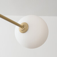 Taklampa Sest med sex lampor - beige med mjölkvitt glas