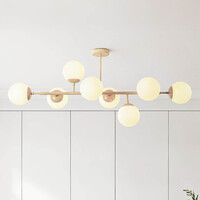 Design taklampa Osem beige med mjölkvita glaskulor - 8-ljus