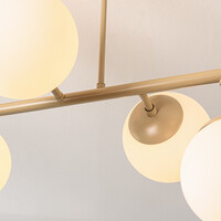 Design taklampa Osem beige med mjölkvita glaskulor - 8-ljus