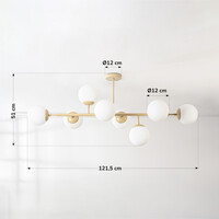 Design taklampa Osem beige med mjölkvita glaskulor - 8-ljus