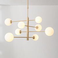 Taklampa Oito med åtta lampor - beige med mjölkvitt glas, vridbar