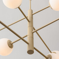 Taklampa Oito med åtta lampor - beige med mjölkvitt glas, vridbar