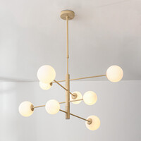 Taklampa Oito med åtta lampor - beige med mjölkvitt glas, vridbar