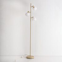 Golvlampa Jesse med tre lampor och mjölkvitt glas - beige
