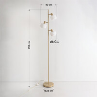 Golvlampa Jesse med tre lampor och mjölkvitt glas - beige