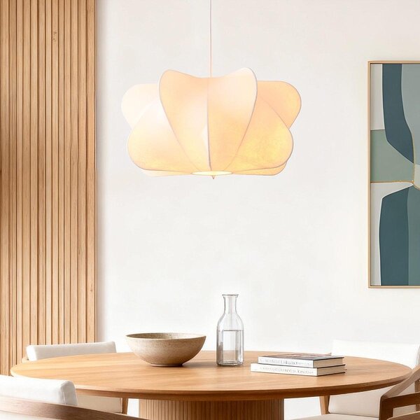 Vit minimalistisk taklampa Ame med sidentygskärm