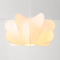 Vit minimalistisk pendellampa Ame med sidenskärm