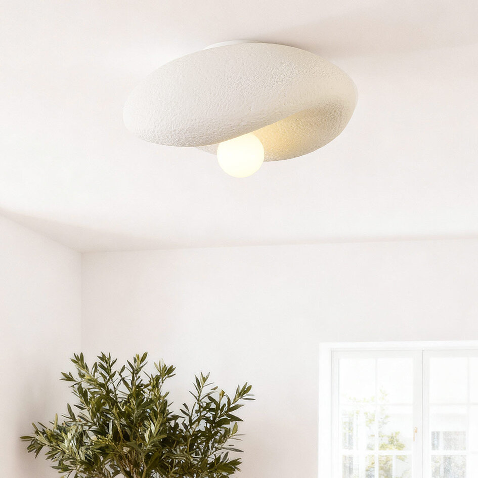 Wabi sabi-taklampa Kawa med vit steneffekt - 41 cm