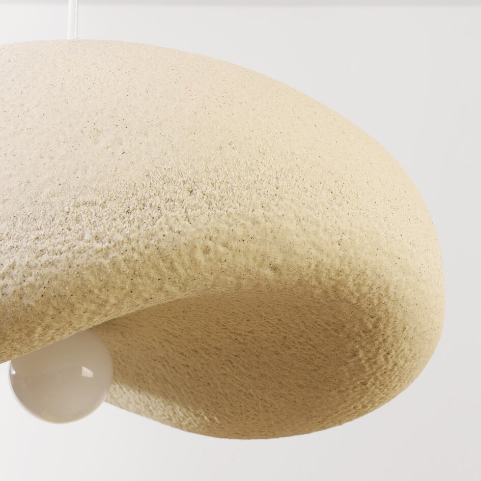 Wabi sabi-pendellampa Kawa - sandbeige med svartprickig steneffekt 60 cm