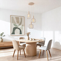 Pendellampa Nudea med tre lampor - beige metallskärmar